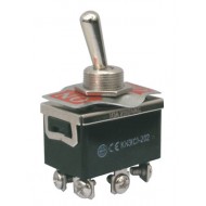 Prepínač páčkový 2pol. 6pin ON-ON 250V 10A skrutka