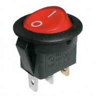 Prepínač kolískový guľ. pros. 2pol. 3pin ON-OFF 250V 6A červený