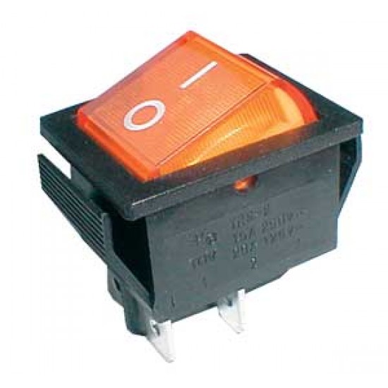 Prepínač kolískový 2pol. 4pin ON-OFF 250V 15A pros. žlutý
