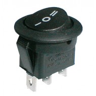 Prepínač kolískový kul. 3pol. 3pin ON-OFF-ON 250V 6A černý