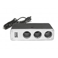 USB Autoadaptér 3x 12V, 1x USB konektor USB Autoadaptér 3x 12V, 1x USB konektor