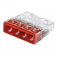 Svorka Wago, 2273-204, 0,5 - 2,5 mm2, 4pólová, transparentná/biela Svorka Wago, 2273-204, 0,5 - 2,5 mm2, 4pólová, transparentná/biela