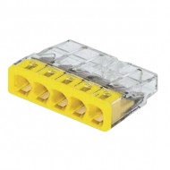 Svorka Wago, 2273-205, 0,5 - 2,5 mm2, 5-pólová, transparentná/biela Svorka Wago, 2273-205, 0,5 - 2,5 mm2, 5-pólová, transparentná/biela