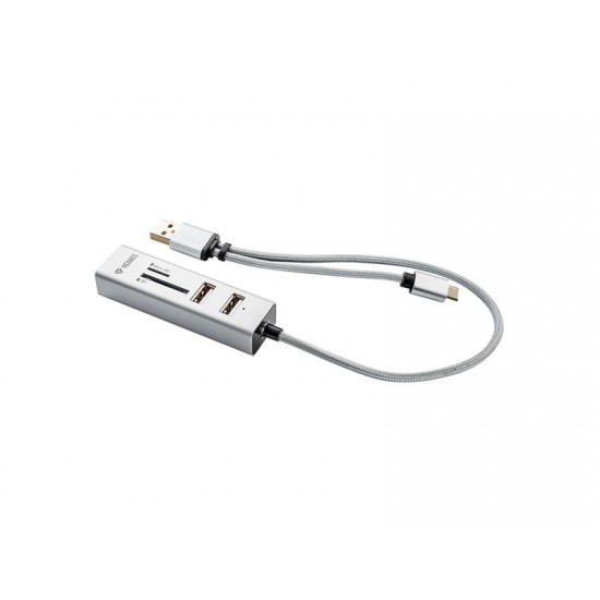 Adaptér USB C-A OTG HUB+čítačka YENKEE YHC 103SR Adaptér USB C-A OTG HUB+čítačka YENKEE YHC 103SR
