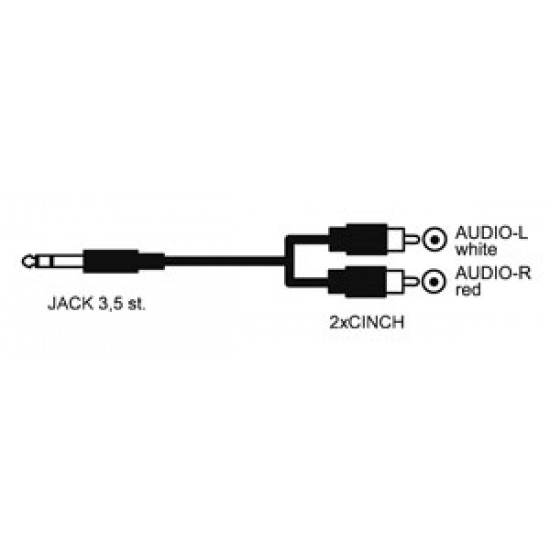 Kábel Jack 3.5 stereo - 2 x CINCH konektor 10m Kábel Jack 3.5 stereo - 2 x CINCH konektor 10m