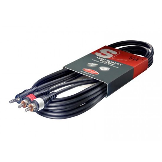 Stagg SYC3/MPS2CM E, kábel 2x RCA /MINI JACK, 3 m