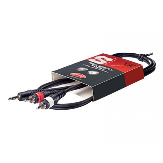 Stagg SYC1/MPS2CM E, kábel 2x RCA/mini Jack stereo, 1 m Stagg SYC1/MPS2CM E, kábel 2x RCA/mini Jack stereo, 1 m