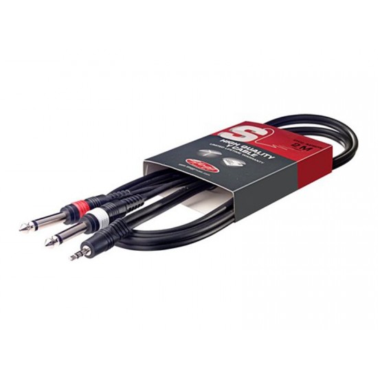 Stagg SYC2/MPS2P E, Y kábel mini stereo JACK/2x JACK, 2m