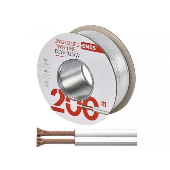 Dvojlinka netienená 2x0,15mm biela, 200m Dvojlinka netienená 2x0,15mm biela, 200m