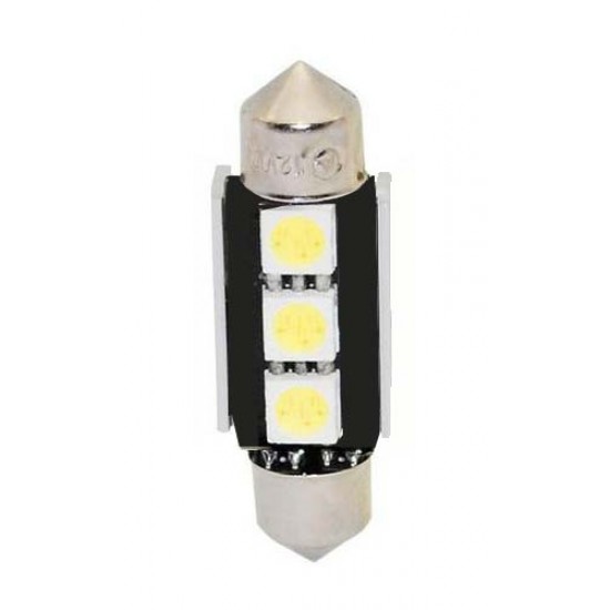 LED žiarovka 12V, sufit (39mm) biela, 3LED 3SMD