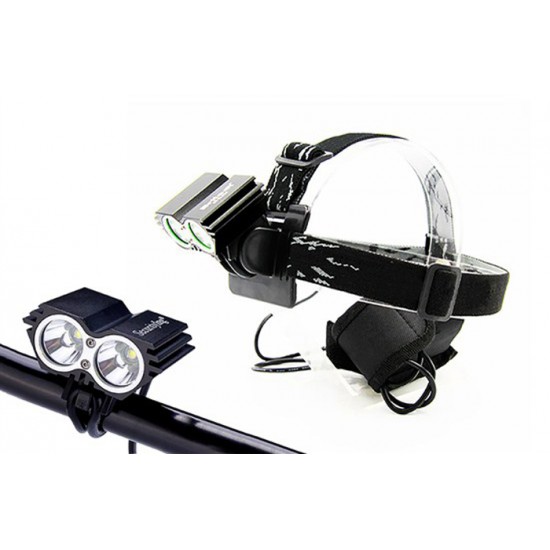 Svietidlo nabíjacie LED cyklo a čelové svietidlo, 1100lm, 2x Cree XML-T6 LED, Li-Ion Svietidlo nabíjacie LED cyklo a čelové svietidlo, 1100lm, 2x Cree XML-T6 LED, Li-Ion