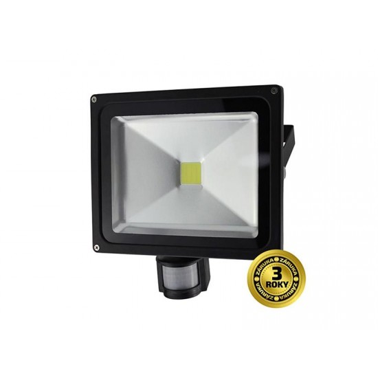 LED vonkajší reflektor, 30W, 2100lm, AC 230V, čierny, so senzorom WM-30WS-E SOLIGHT