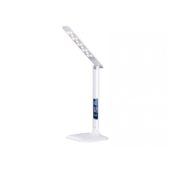 Svietidlo stolné LED stmievateľná stolná lampička s displejom, 6W, voľba teploty svetla, biely lesk