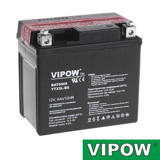 Batéria motocyklová 12V 4Ah Vipow motobaterie Batéria motocyklová 12V 4Ah Vipow motobaterie