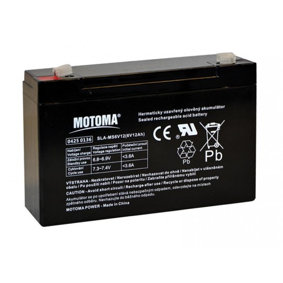 Batéria olovená 6V/ 12Ah MOTOMA bezúdržbový akumulátor