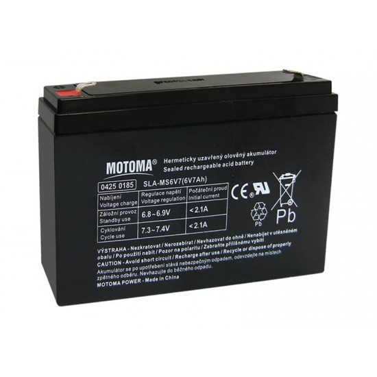 Batéria olovená 6V/ 7,0Ah MOTOMA bezúdržbový akumulátor