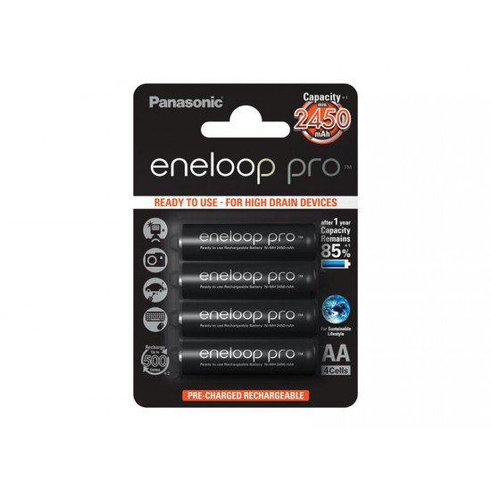 Batéria AA (R6) nabíjacia 1,2V/2450mAh Eneloop PANASONIC PRO 4ks