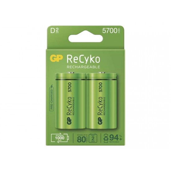 Batéria D (R20) nabíjacie 1,2V/5700mAh GP Recyko 2ks Batéria D (R20) nabíjacie 1,2V/5700mAh GP Recyko 2ks