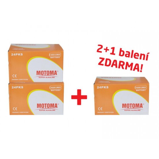 Balíček 2+1 (288 ks) Batéria alkalická AAA (LR03) MOTOMA Ultra Alkaline