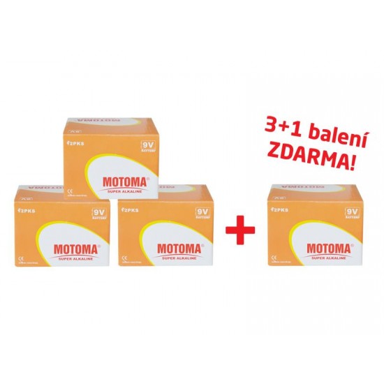 Balíček 3+1 (48 ks) Batéria alkalická 9V (6LR61) MOTOMA Ultra Alkaline Balíček 3+1 (48 ks) Batéria alkalická 9V (6LR61) MOTOMA Ultra Alkaline