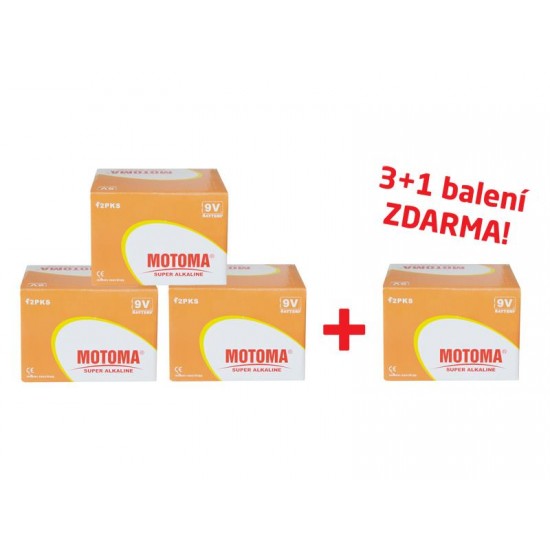 Balíček 3+1 (48 ks) Batéria alkalická 9V (6LR61) MOTOMA Ultra Alkaline