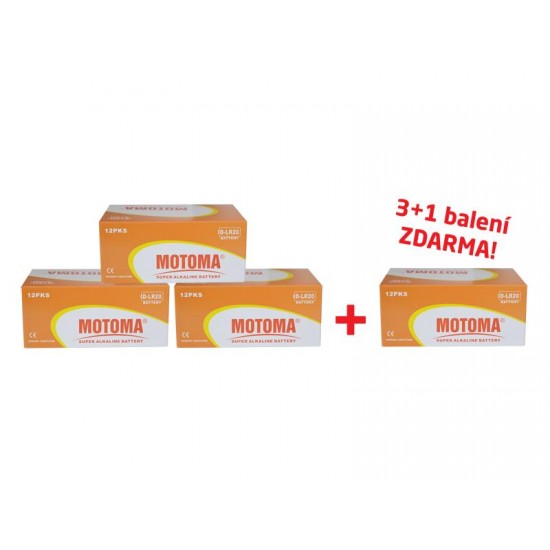 Balíček 3+1 (96 ks) Batéria alkalická D (LR20) MOTOMA Ultra Alkaline Balíček 3+1 (96 ks) Batéria alkalická D (LR20) MOTOMA Ultra Alkaline