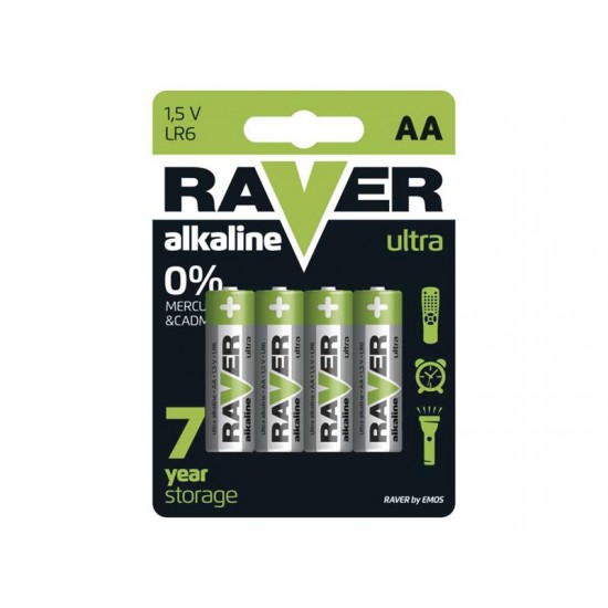 Batéria AA (R6) alkalická RAVER 4ks