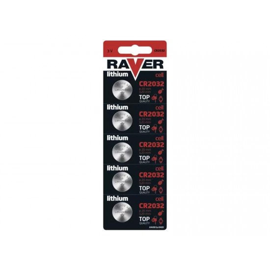 Batéria CR2032 RAVER lítiová 5ks Batéria CR2032 RAVER lítiová 5ks