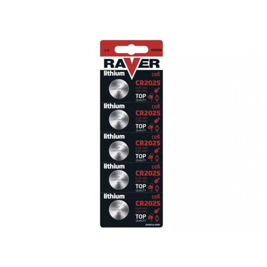 Batéria CR2025 RAVER lítiová 5ks