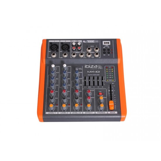 Mixážný pult IBIZA MX401 štvorkanalový Mixážný pult IBIZA MX401 štvorkanalový