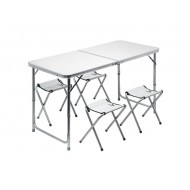 Stůl kemping CATTARA DOUBLE teleskop. šedý + 4x židlička Stůl kemping CATTARA DOUBLE teleskop. šedý + 4x židlička