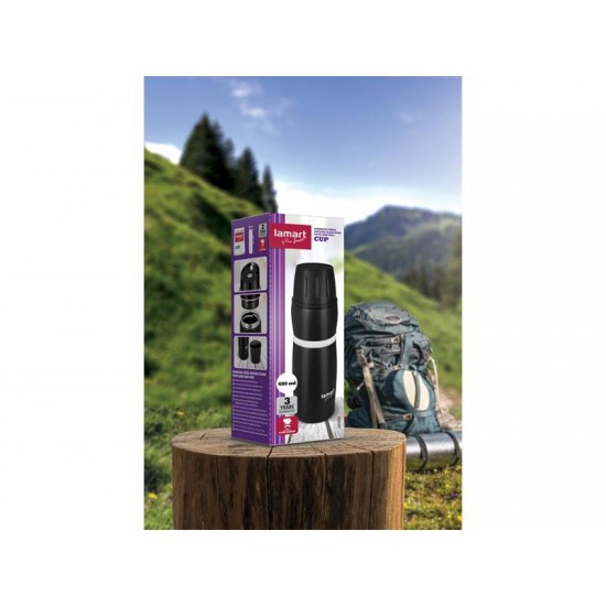 Termoska 480ml CUP LAMART LT4052 čierna/biela Termoska 480ml CUP LAMART LT4052 čierna/biela