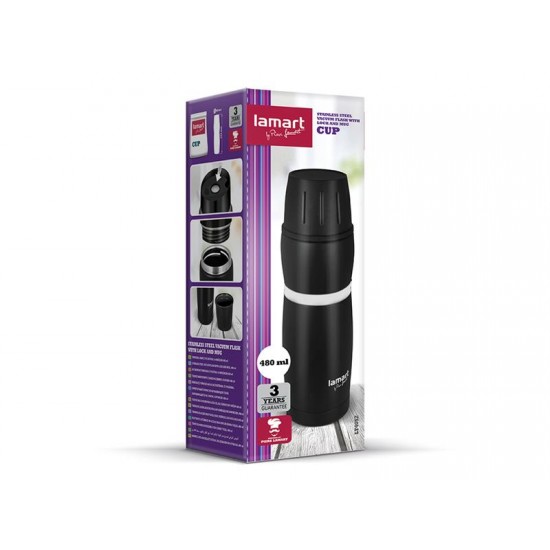 Termoska 480ml CUP LAMART LT4052 čierna/biela Termoska 480ml CUP LAMART LT4052 čierna/biela
