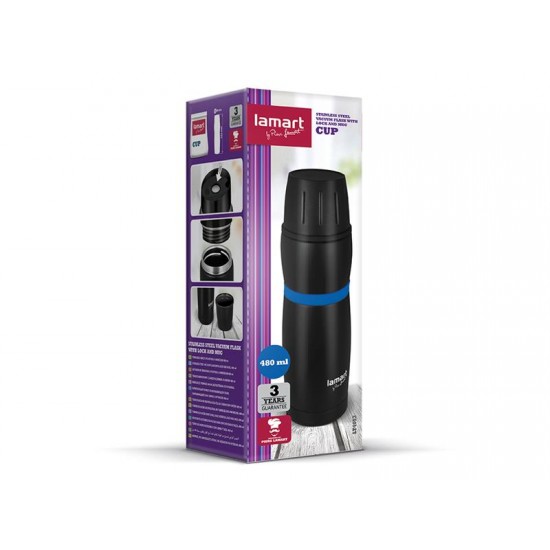 Termoska 480ml CUP LAMART LT4053 čierna/modrá Termoska 480ml CUP LAMART LT4053 čierna/modrá