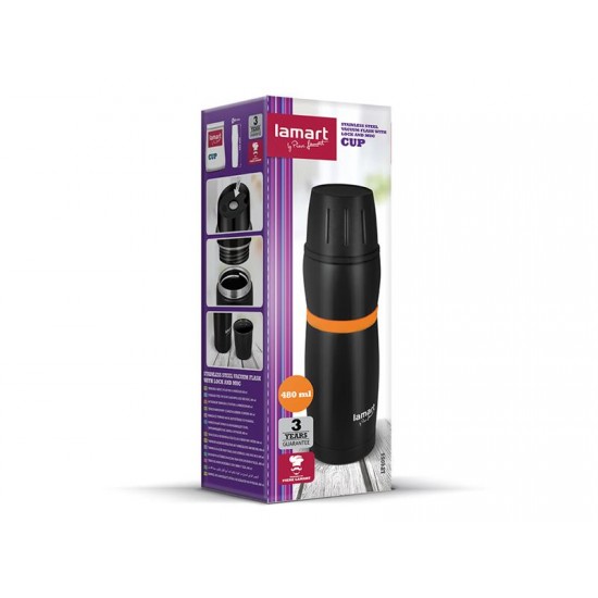 Termoska 480ml CUP LAMART LT4054 čierna/oranžová