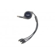 Kábel USB 3v1 samonavíjací Geti GCU 04 strieborný Kábel USB 3v1 samonavíjací Geti GCU 04 strieborný