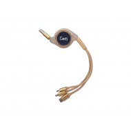 Kabel USB 3v1 samonavíjací Geti GCU 05 zlatý Kabel USB 3v1 samonavíjací Geti GCU 05 zlatý