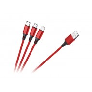 Kábel REBEL USB 3v1 červený 1m Kábel REBEL USB 3v1 červený 1m