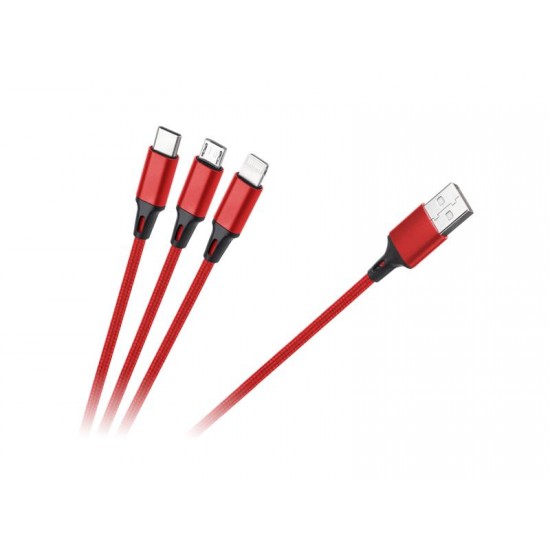 Kábel REBEL USB 3v1 červený 1m Kábel REBEL USB 3v1 červený 1m