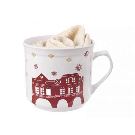 Hrnček ORION Winter 500ml biely + ponožky Hrnček ORION Winter 500ml biely + ponožky
