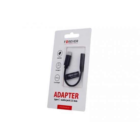 Adaptér USB-C na JACK 3,5mm (pre počúvanie hudby) FOREVER BLACK