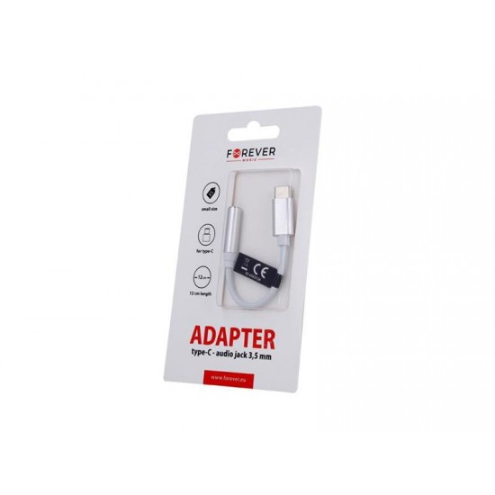 Adaptér USB-C na JACK 3,5mm (pre počúvanie hudby) FOREVER WHITE