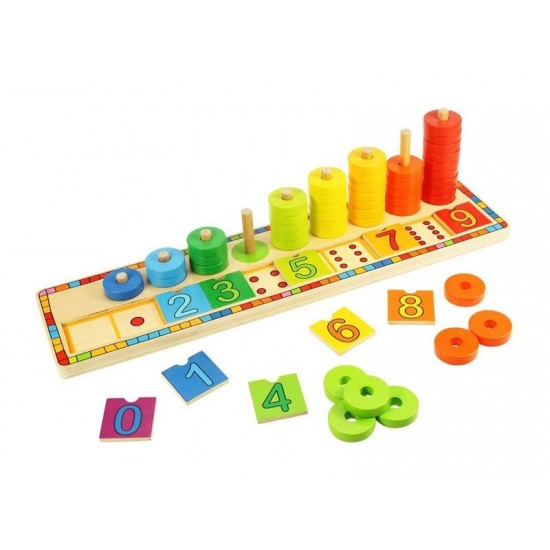 Detská hra BIGJIGS TOYS Doska nasadzovanie s číslami drevená