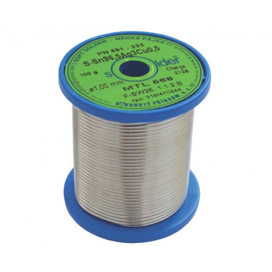 Cín 1.0mm 100g 96.5%Sn 3%Ag 0.5%Cu F1 Cín 1.0mm 100g 96.5%Sn 3%Ag 0.5%Cu F1
