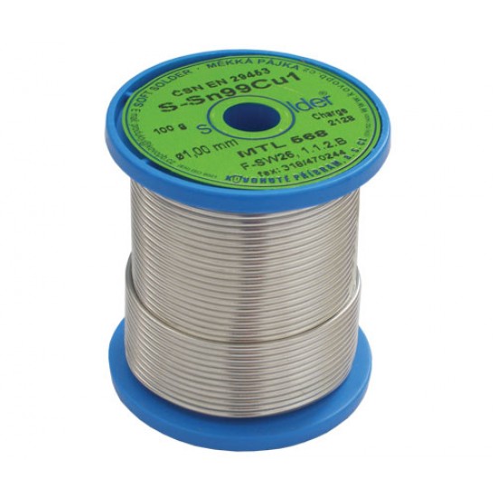 Cín 1,0mm 0,10kg Sn99Cu1 F1 Cín 1,0mm 0,10kg Sn99Cu1 F1