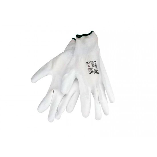 Rukavice z polyesteru polomáčané v PU, biele, 230mm, EXTOL PREMIUM Rukavice z polyesteru polomáčané v PU, biele, 230mm, EXTOL PREMIUM