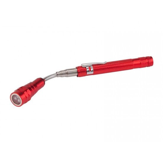 Držiak teleskopický ohybný s magnetom a LED svetlom, 3xLED, 170-565mm, EXTOL PREMIUM