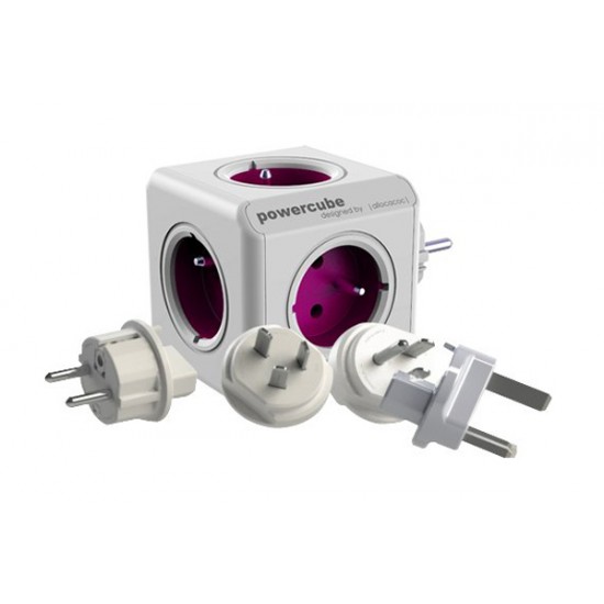 Zásuvka PowerCube REWIRABLE USB+TRAVEL PLUGS fialová Zásuvka PowerCube REWIRABLE USB+TRAVEL PLUGS fialová