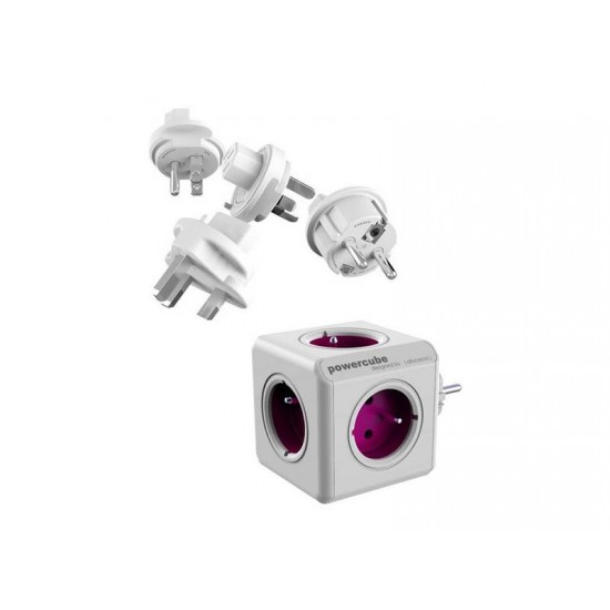 Zásuvka POWERCUBE REWIRABLE PURPLE + TRAVEL PLUGS Zásuvka POWERCUBE REWIRABLE PURPLE + TRAVEL PLUGS