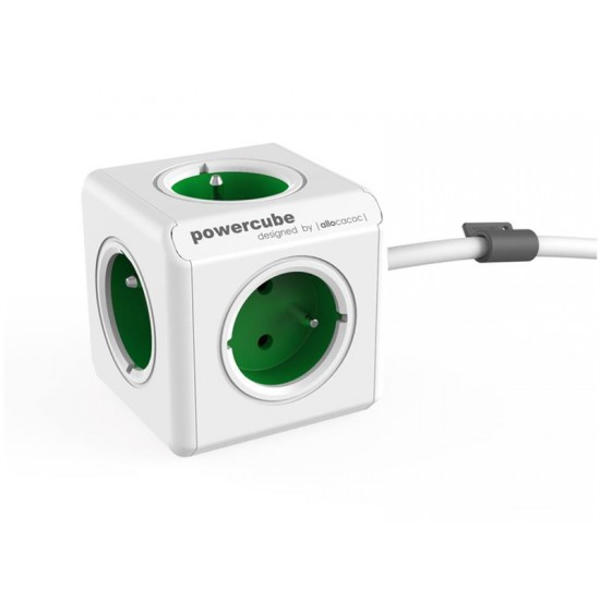 Zásuvka POWERCUBE EXTENDED s káblom 1.5m GREEN